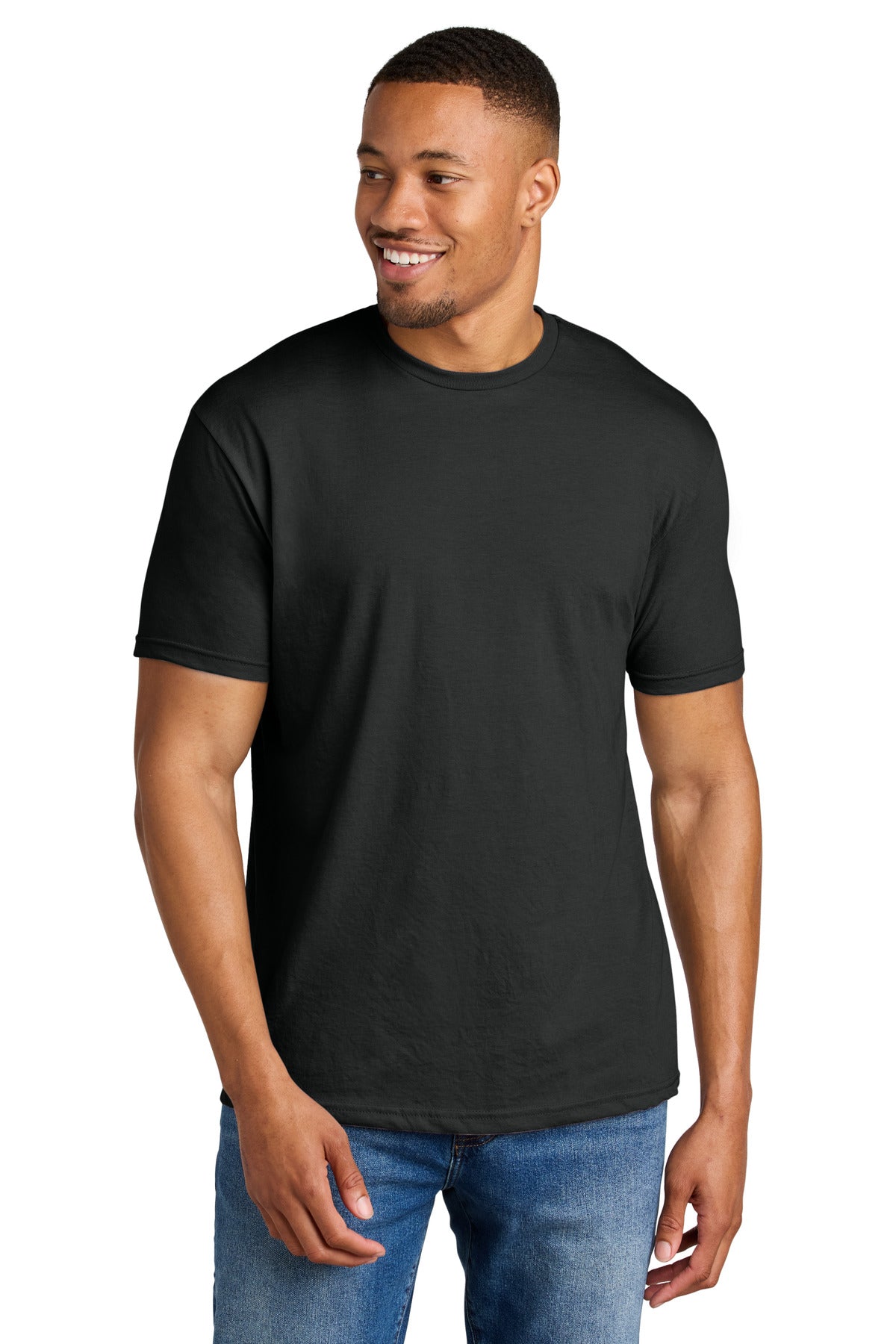 4.6-ounce 60/40 ring spun cotton/polyester Recycled high-per - Pitch Black Mist