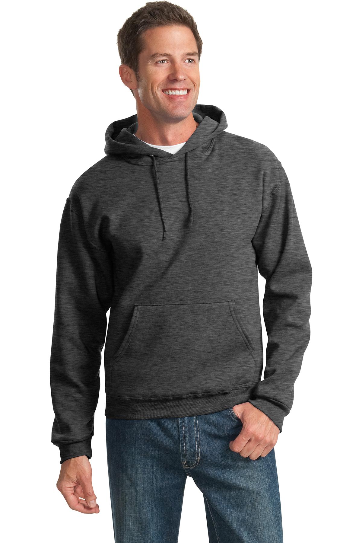 8-ounce 50/50 cotton/poly NuBlend pill-resistant fleeceHigh  - Black Heather