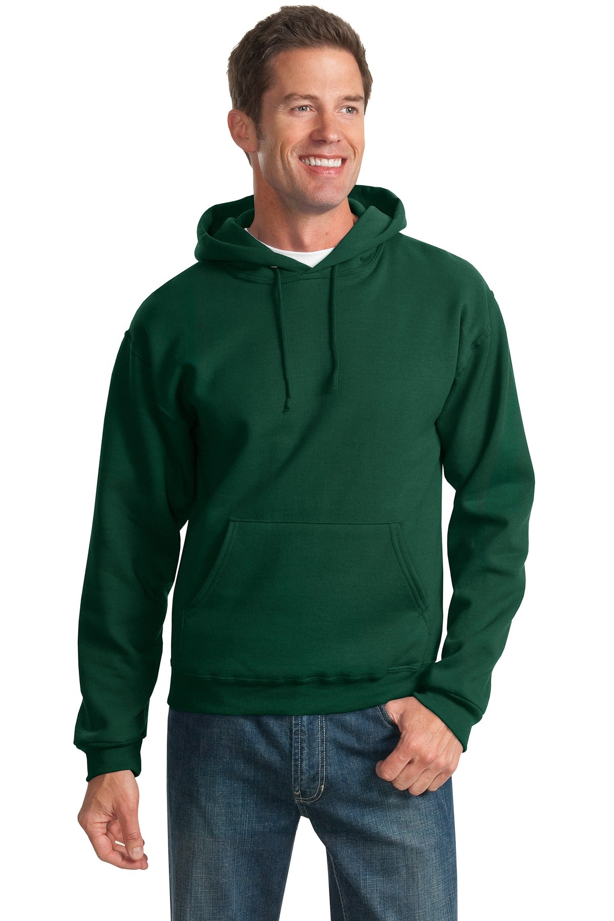 8-ounce 50/50 cotton/poly NuBlend pill-resistant fleeceHigh  - Forest Green