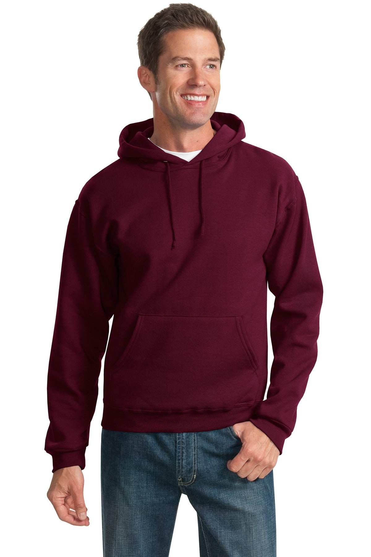 8-ounce 50/50 cotton/poly NuBlend pill-resistant fleeceHigh  - Maroon