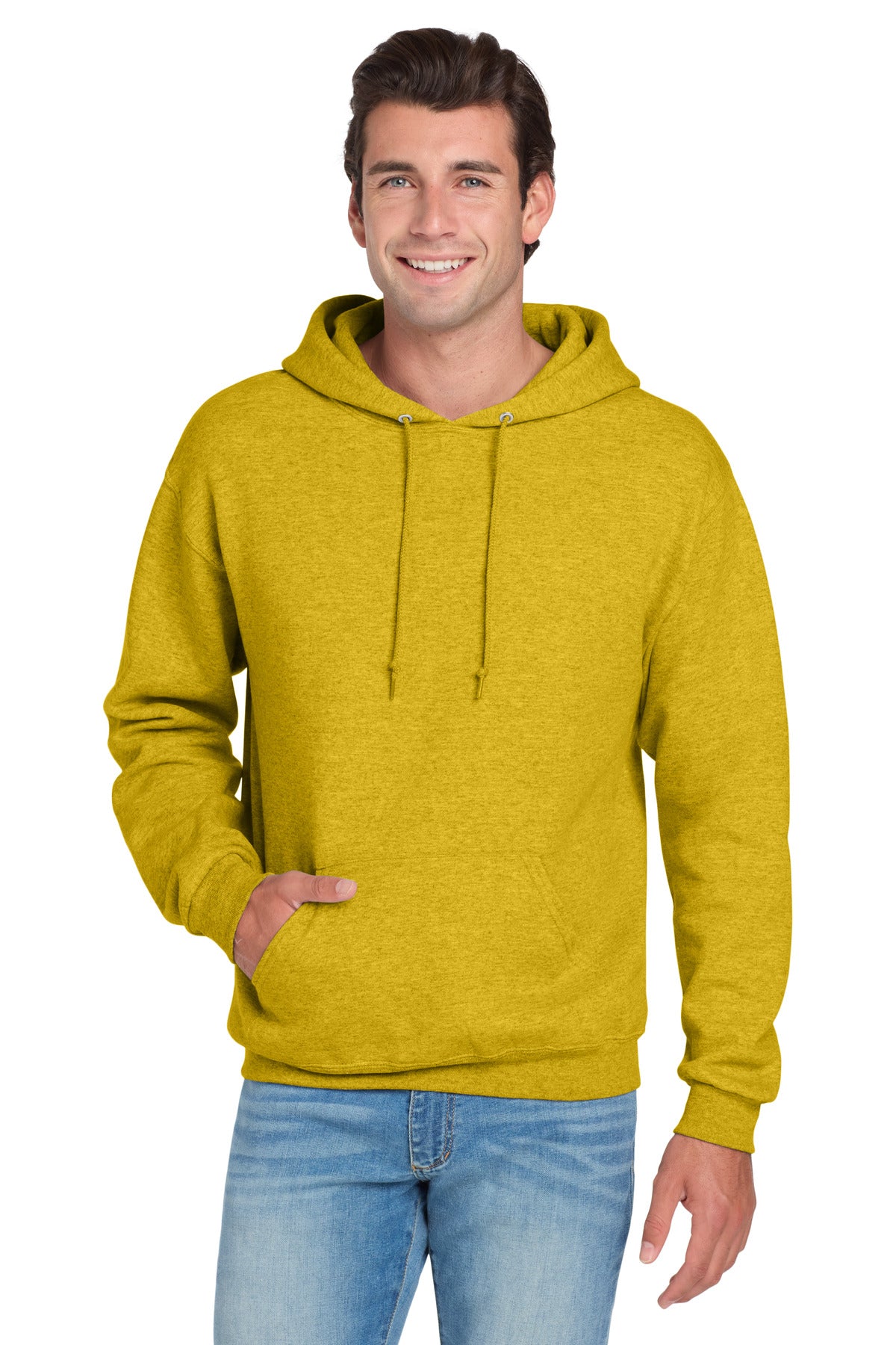 8-ounce 50/50 cotton/poly NuBlend pill-resistant fleeceHigh  - Mustard Heather