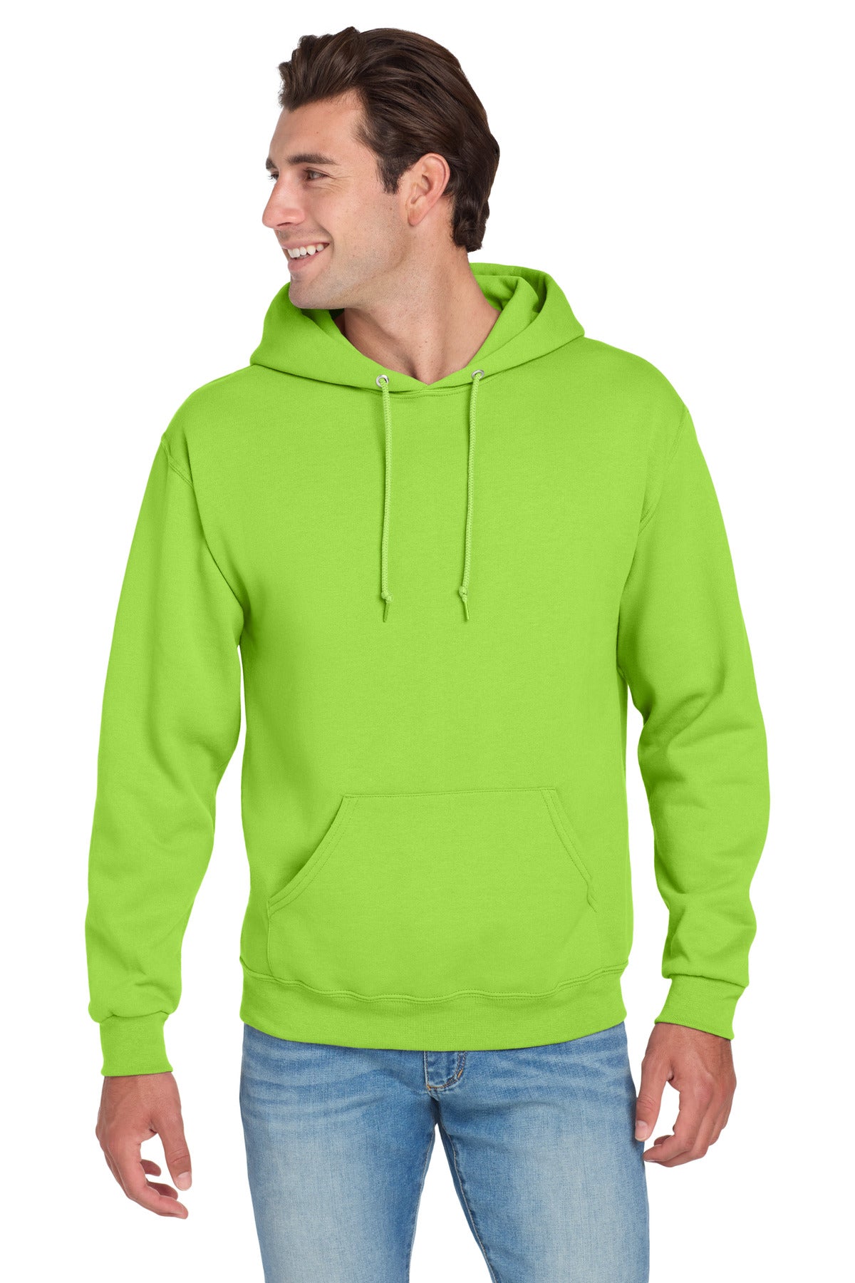 8-ounce 50/50 cotton/poly NuBlend pill-resistant fleeceHigh  - Neon Green