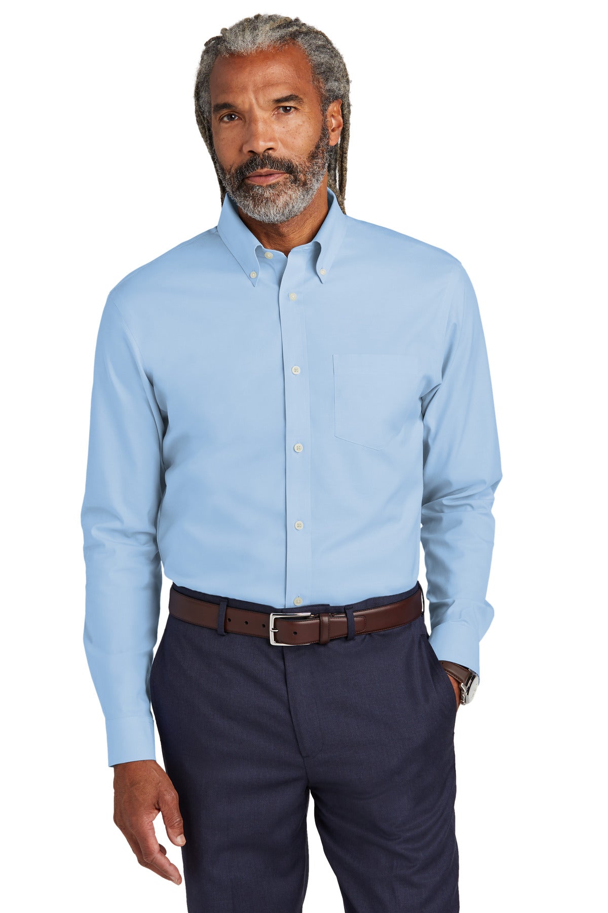 This iconic dress shirt combines a little bit of stretch wit - Newport Blue