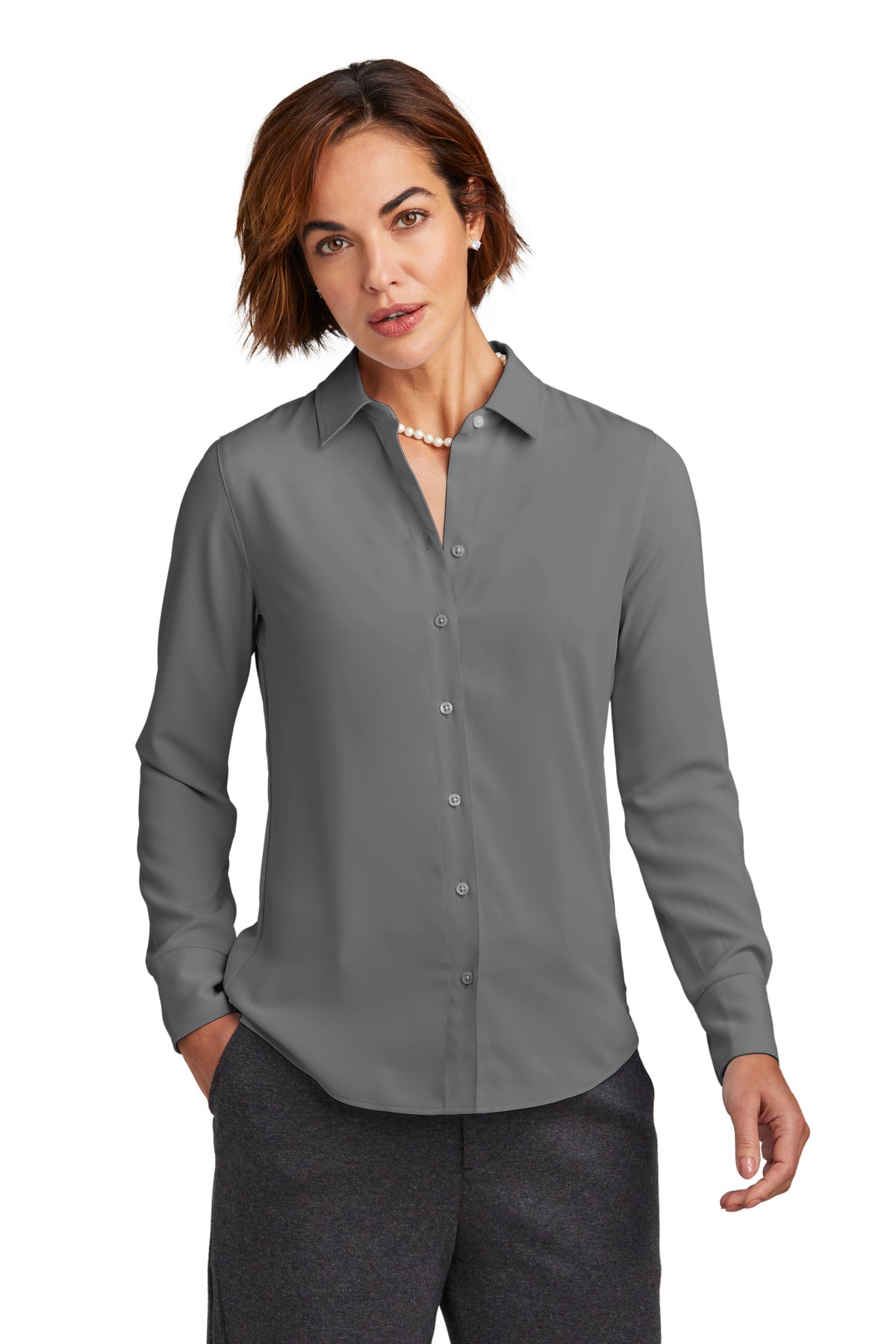 Add a touch of sophistication with this versatile blouse mad - Shadow Grey