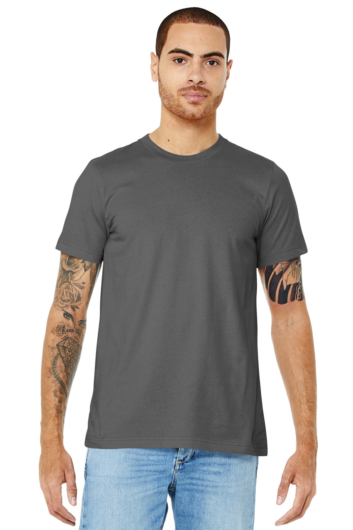 Retail fit Tear-away label Side seamed Shoulder taping Solid - Asphalt