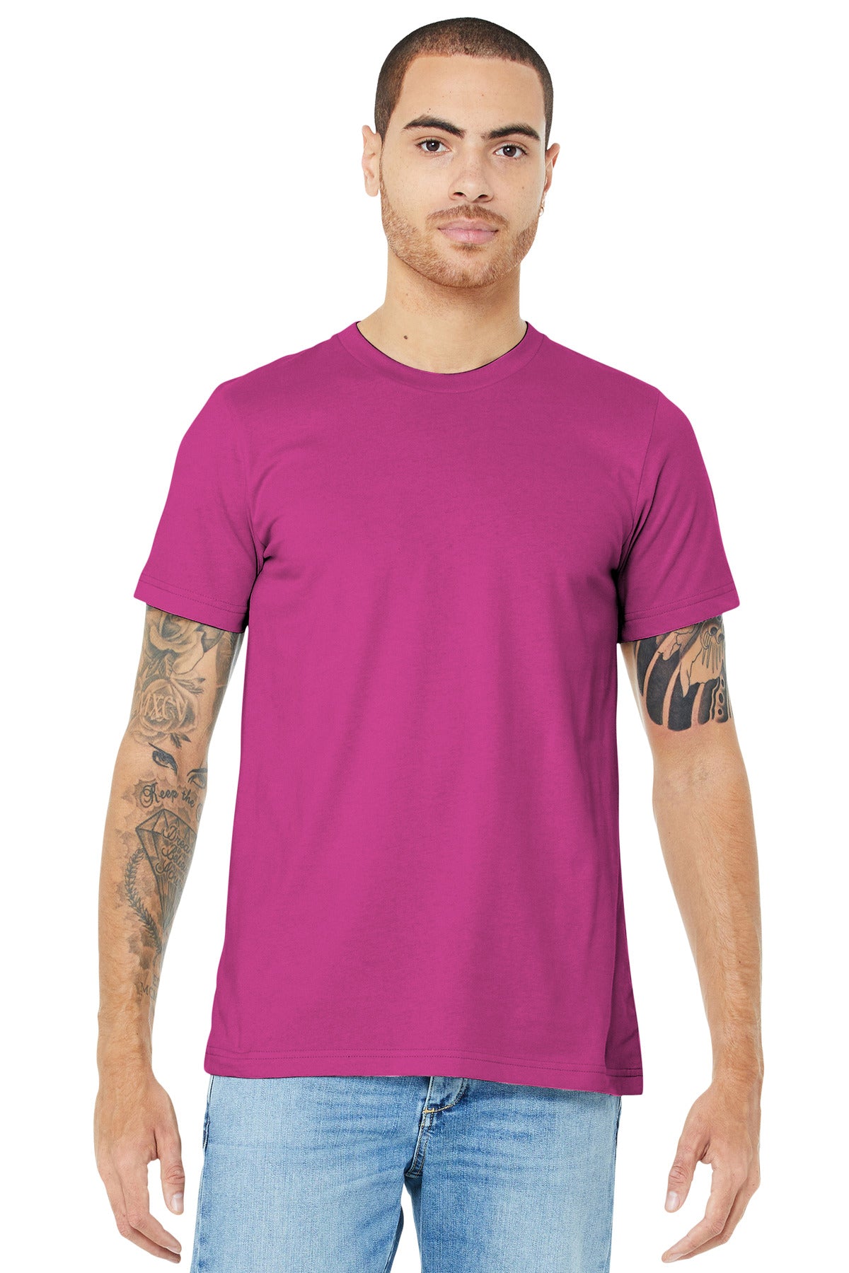 Retail fit Tear-away label Side seamed Shoulder taping Solid - Berry