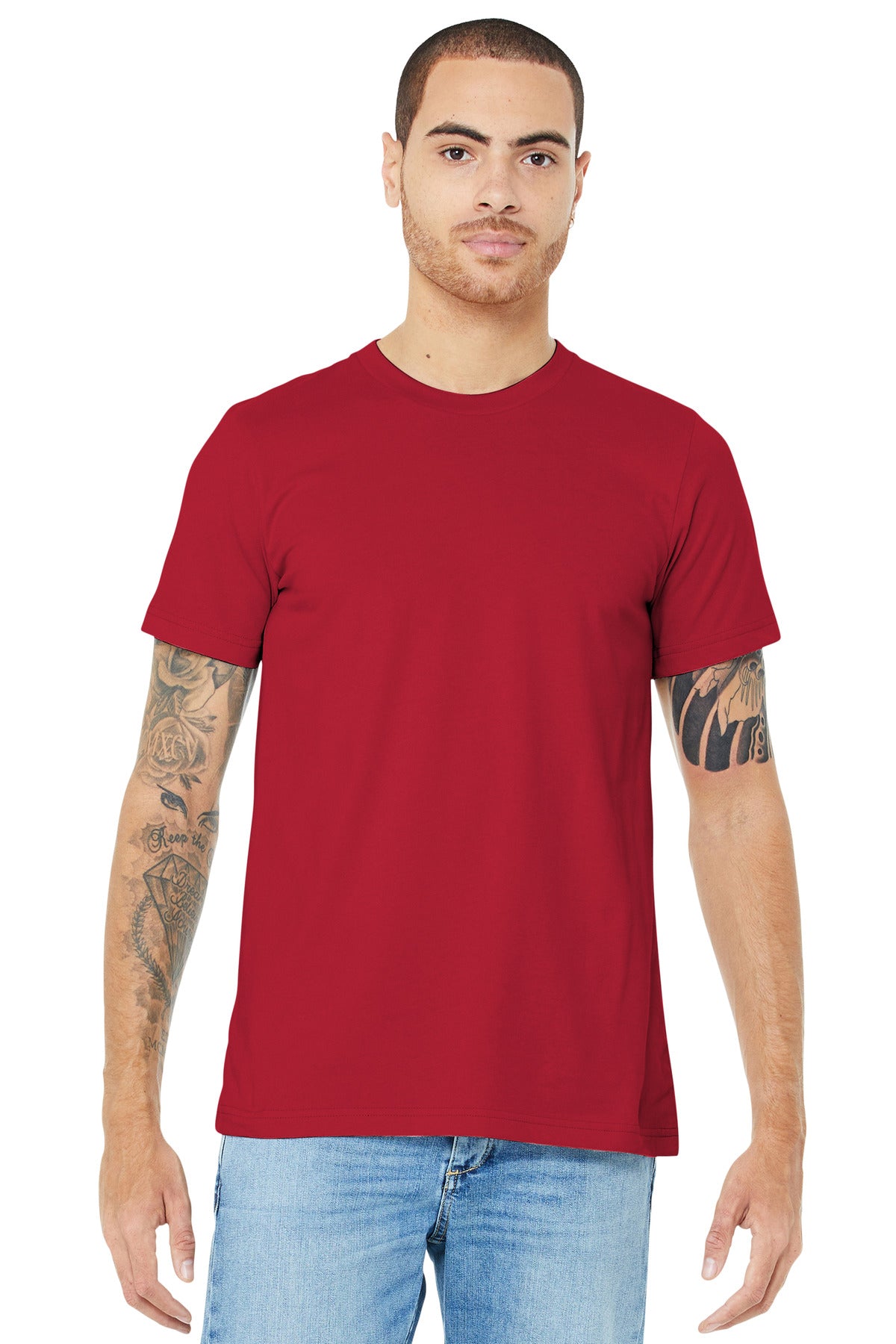 Retail fit Tear-away label Side seamed Shoulder taping Solid - Canvas Red