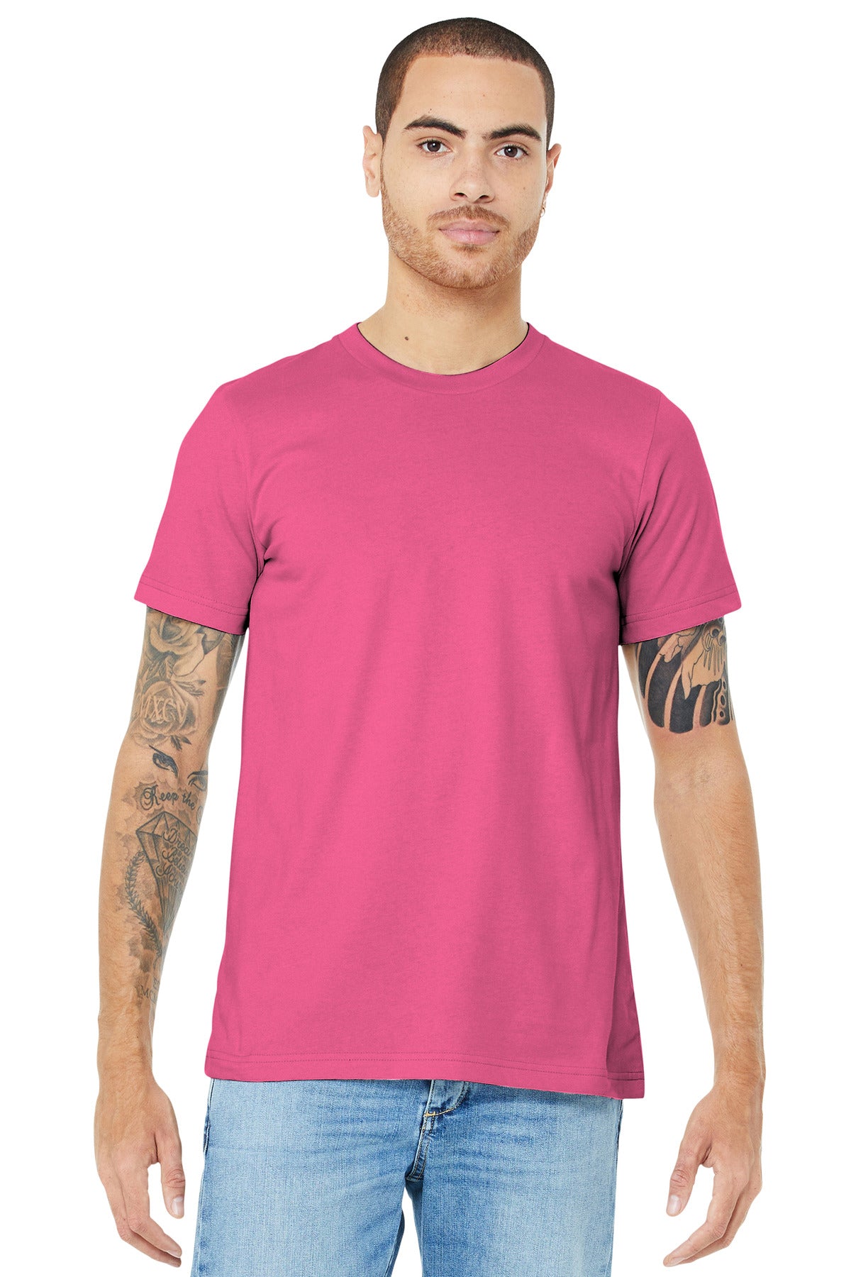 Retail fit Tear-away label Side seamed Shoulder taping Solid - Charity Pink