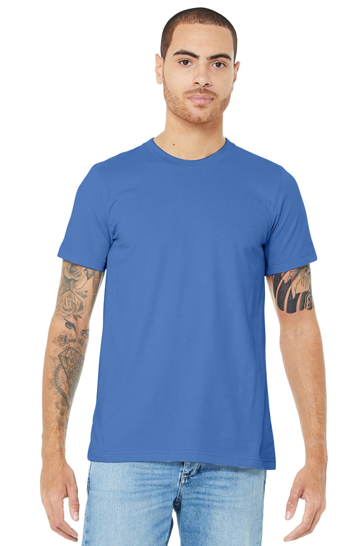 Retail fit Tear-away label Side seamed Shoulder taping Solid - Columbia Blue