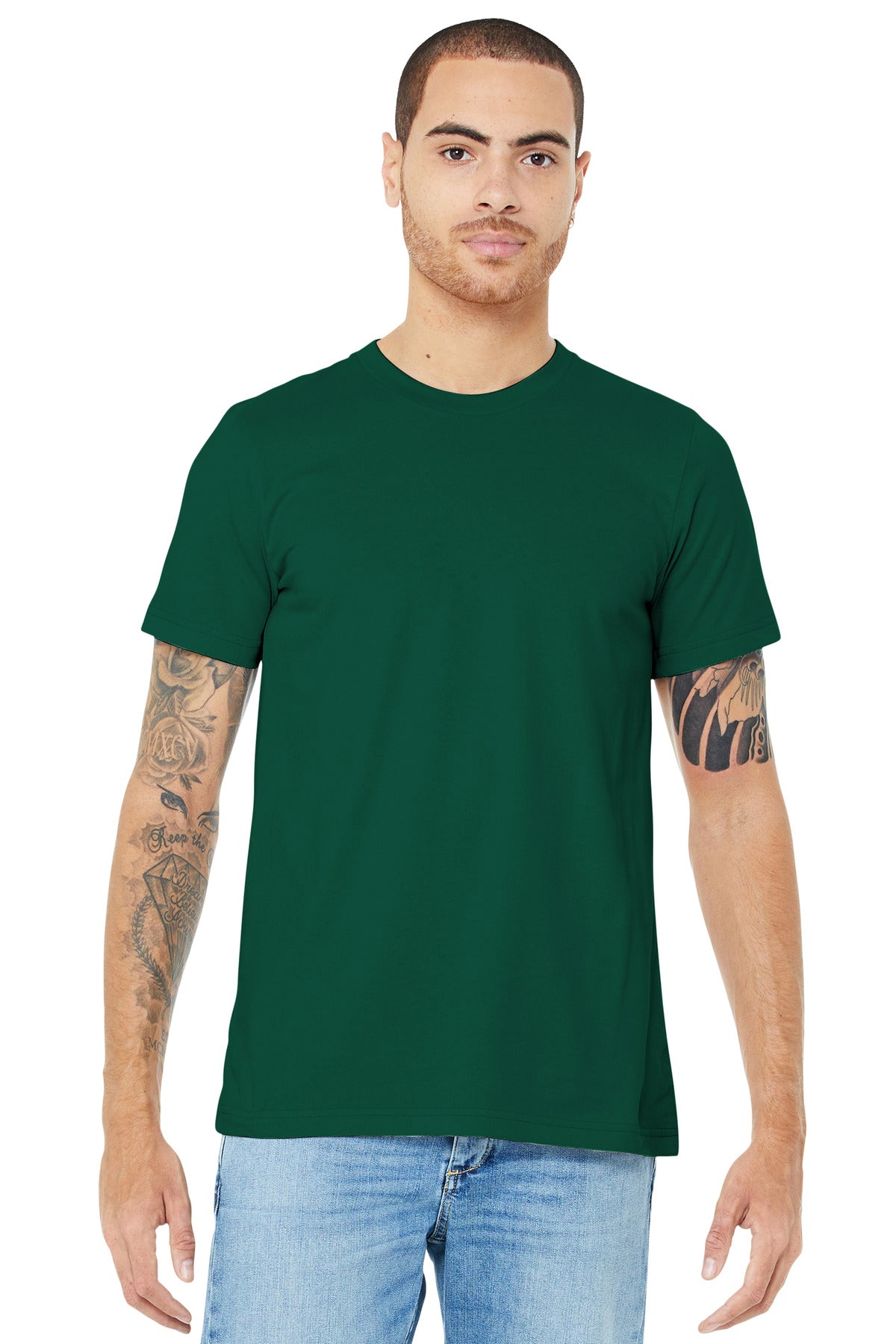 Retail fit Tear-away label Side seamed Shoulder taping Solid - Forest