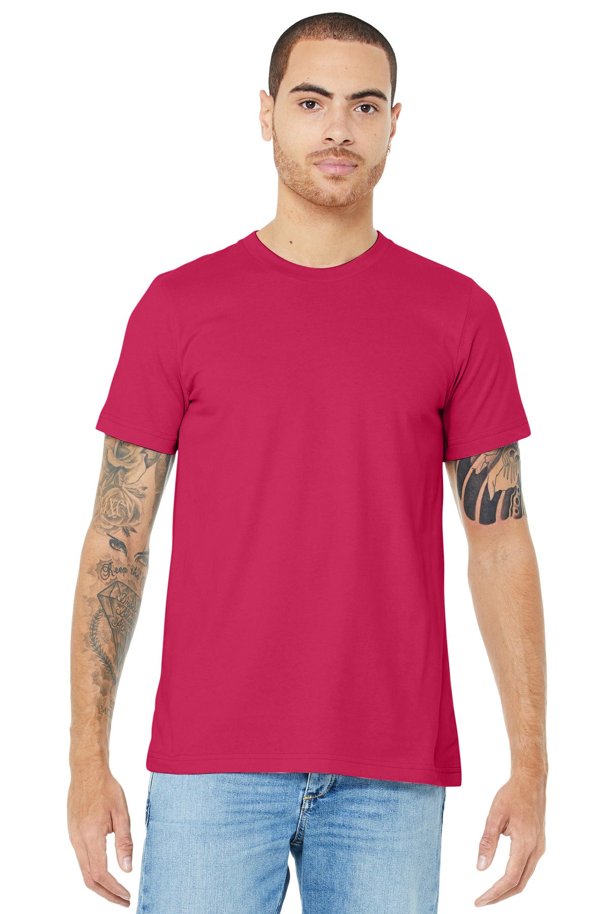 Retail fit Tear-away label Side seamed Shoulder taping Solid - Fuchsia