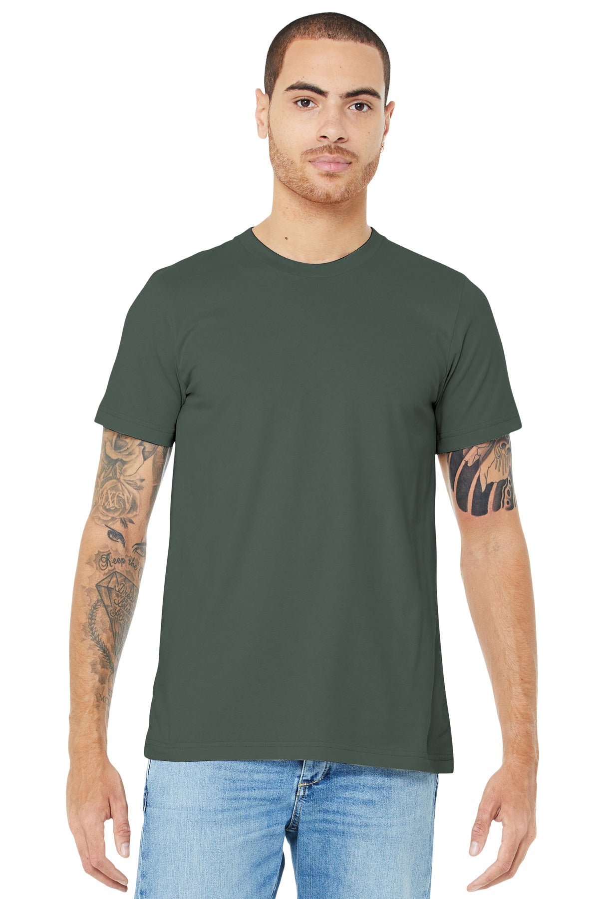 Retail fit Tear-away label Side seamed Shoulder taping Solid - Military Green