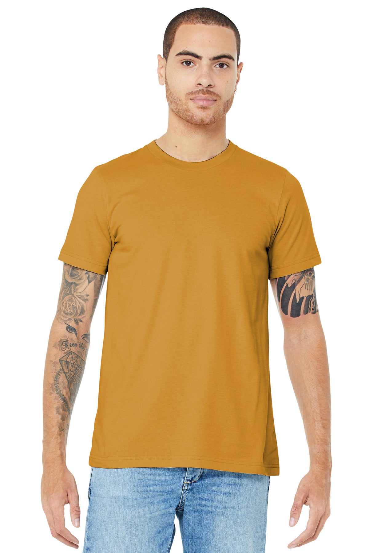 Retail fit Tear-away label Side seamed Shoulder taping Solid - Mustard