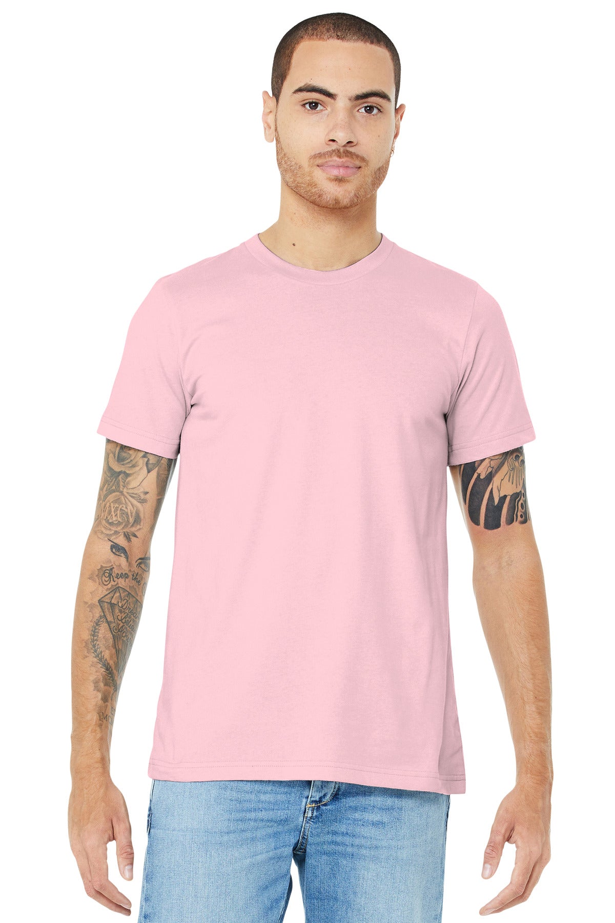 Retail fit Tear-away label Side seamed Shoulder taping Solid - Pink