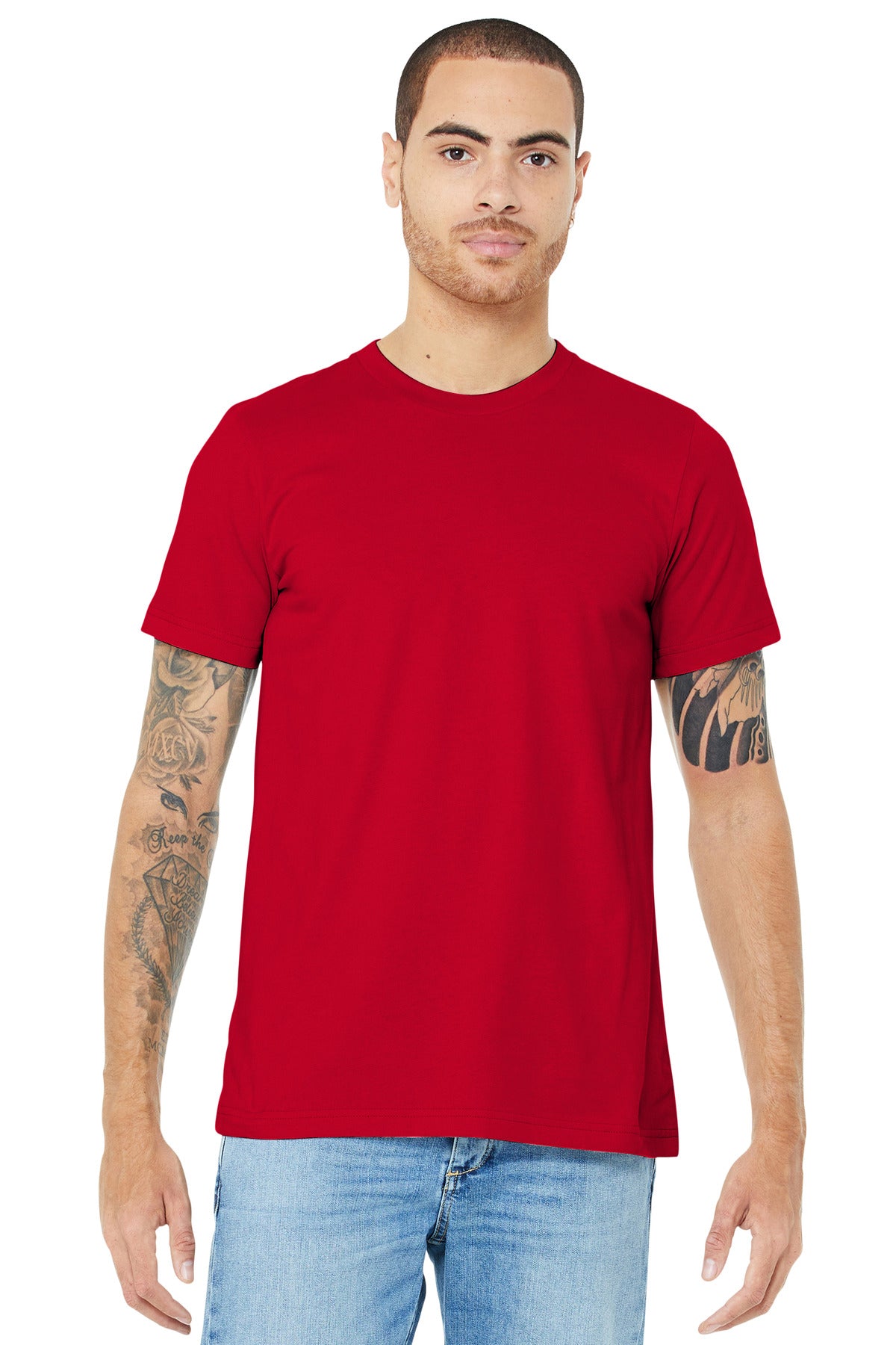 Retail fit Tear-away label Side seamed Shoulder taping Solid - Red