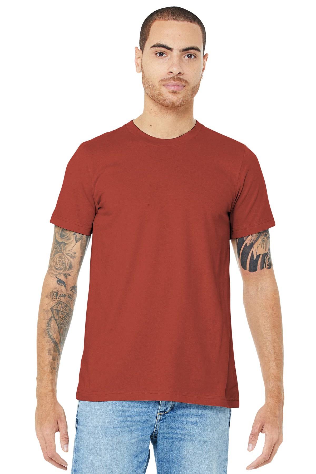 Retail fit Tear-away label Side seamed Shoulder taping Solid - Rust