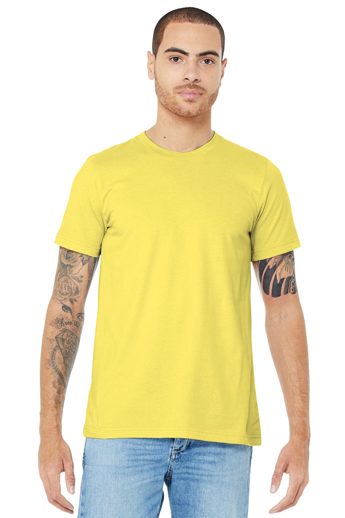 Retail fit Tear-away label Side seamed Shoulder taping Solid - Yellow