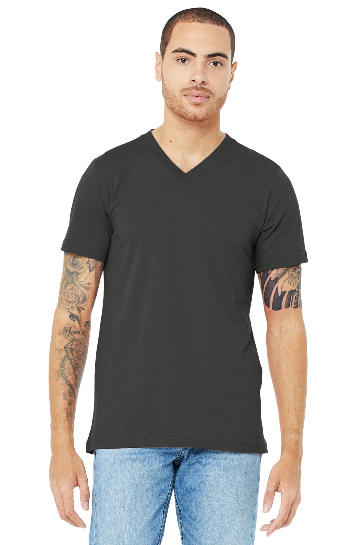 Retail fit Tear-away label Side seamed Shoulder taping Solid - Asphalt