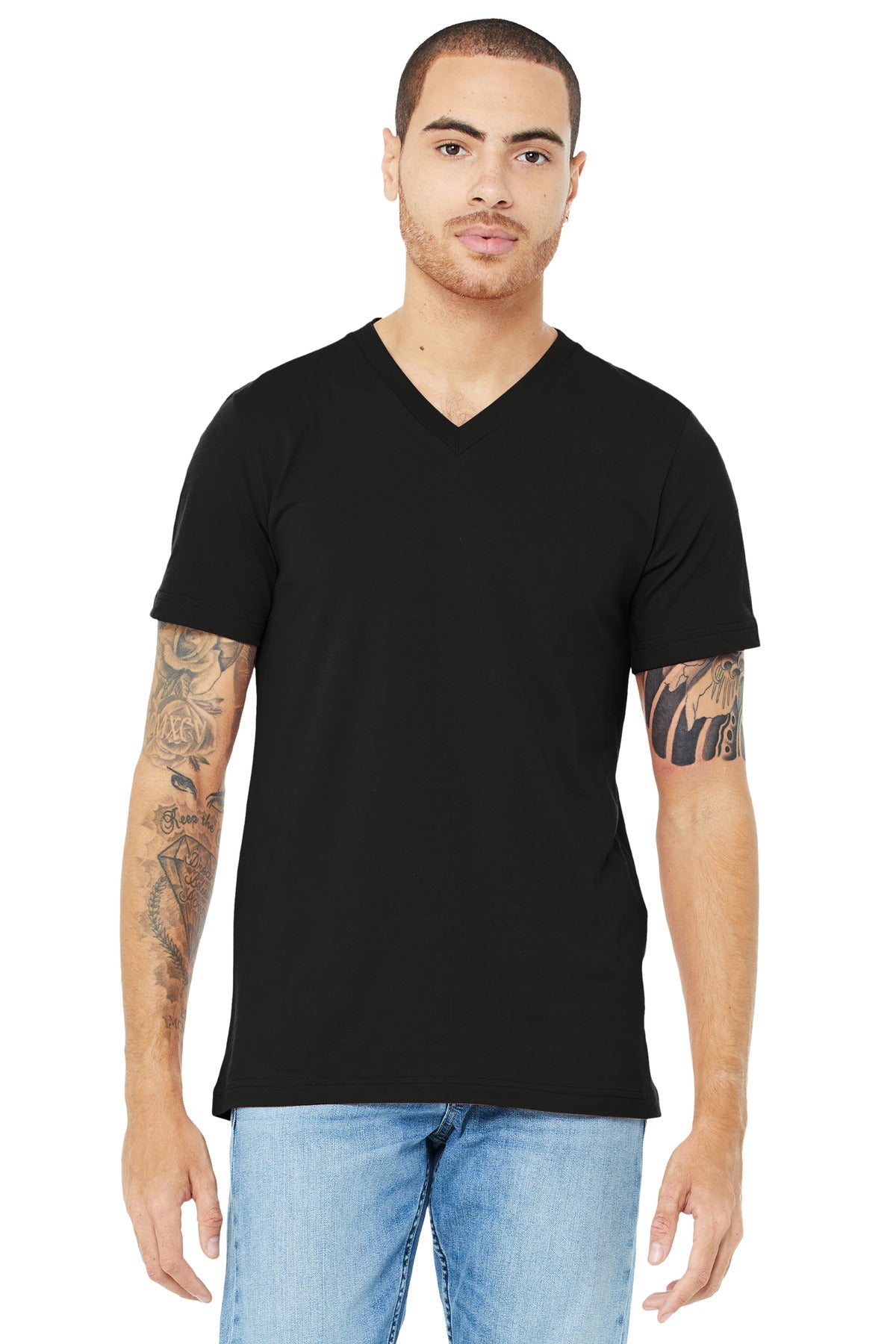 Retail fit Tear-away label Side seamed Shoulder taping Solid - Black