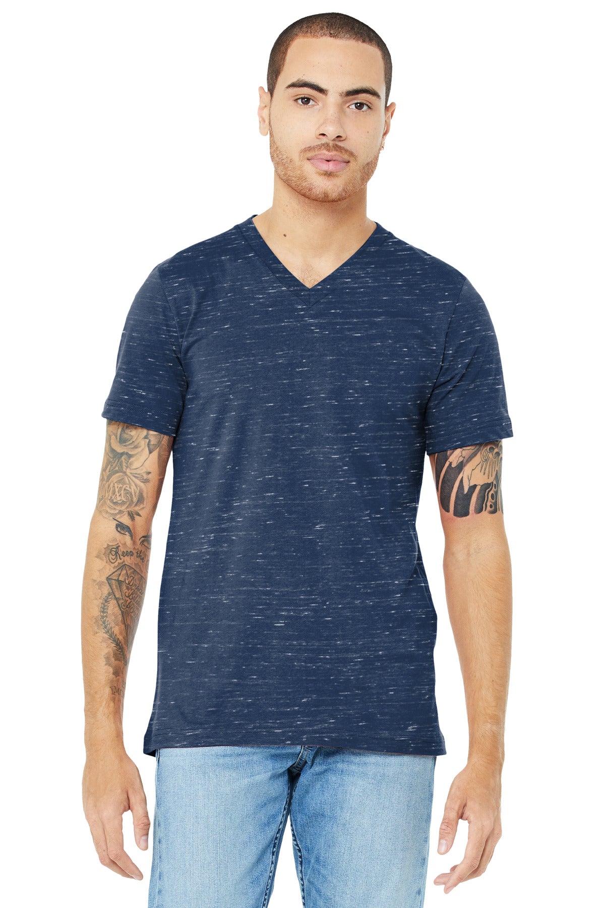 Retail fit Tear-away label Side seamed Shoulder taping Solid - Navy Marble