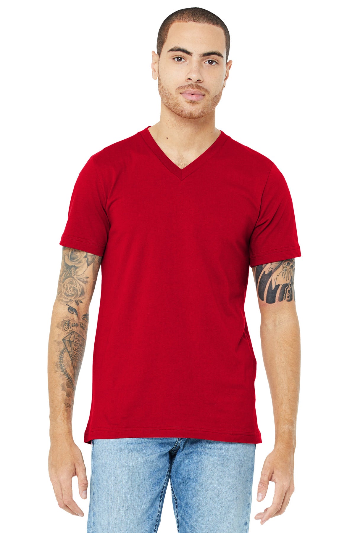 Retail fit Tear-away label Side seamed Shoulder taping Solid - Red