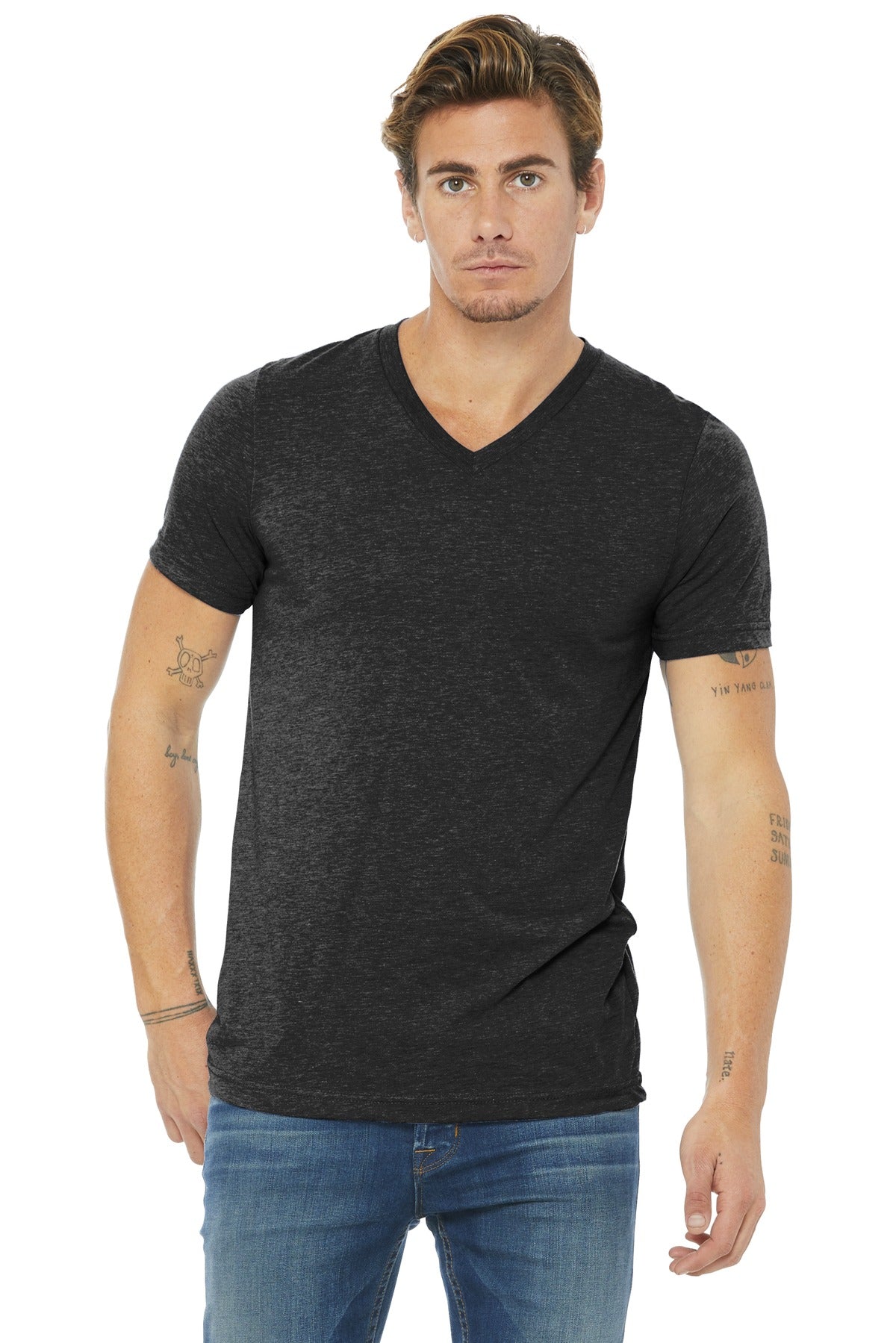 Retail fit Tear-away label Side seamed 3.8-ounce 50/25/25 po - Charcoal-Black Triblend