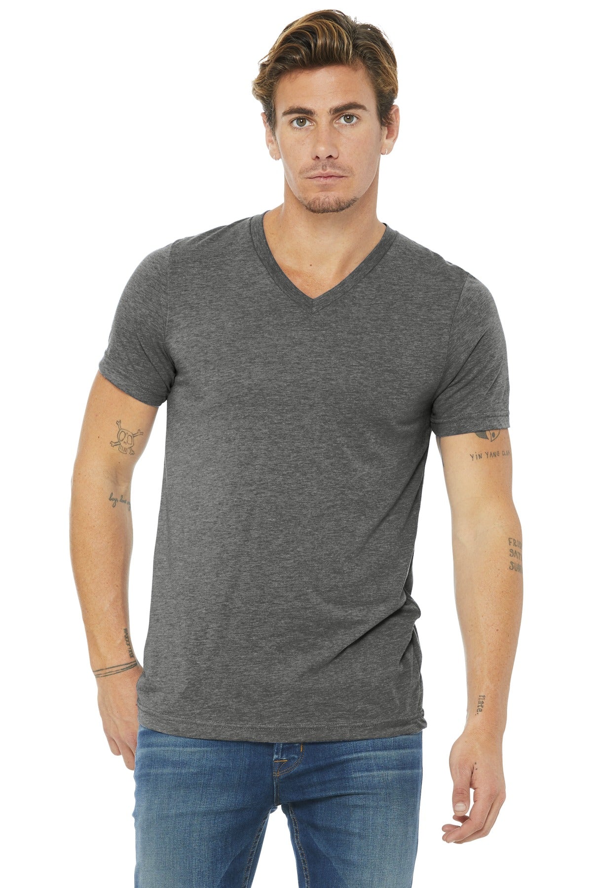 Retail fit Tear-away label Side seamed 3.8-ounce 50/25/25 po - Grey Triblend