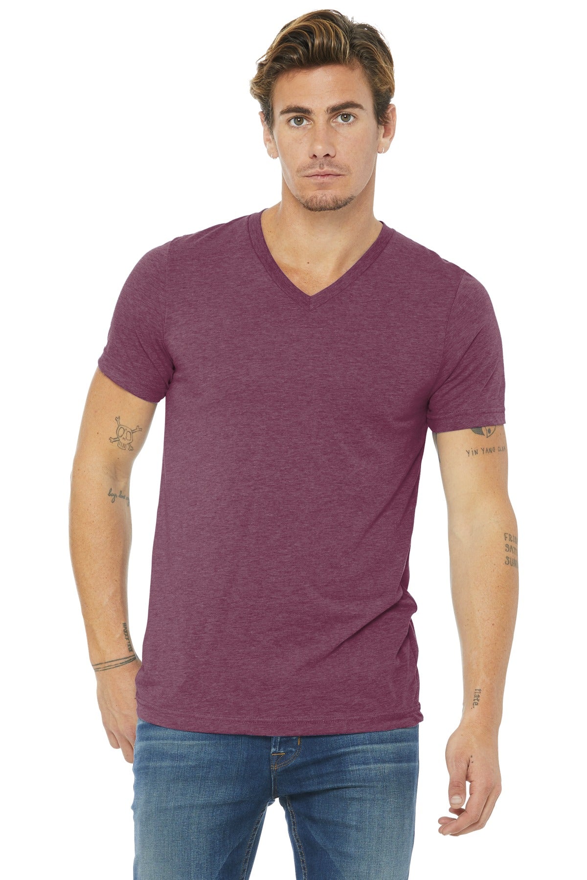 Retail fit Tear-away label Side seamed 3.8-ounce 50/25/25 po - Maroon Triblend