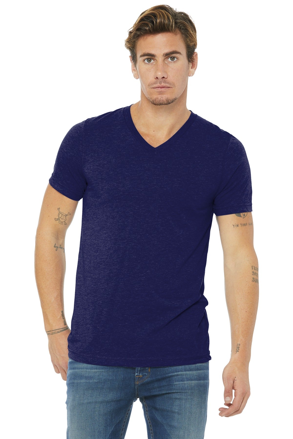 Retail fit Tear-away label Side seamed 3.8-ounce 50/25/25 po - Navy Triblend