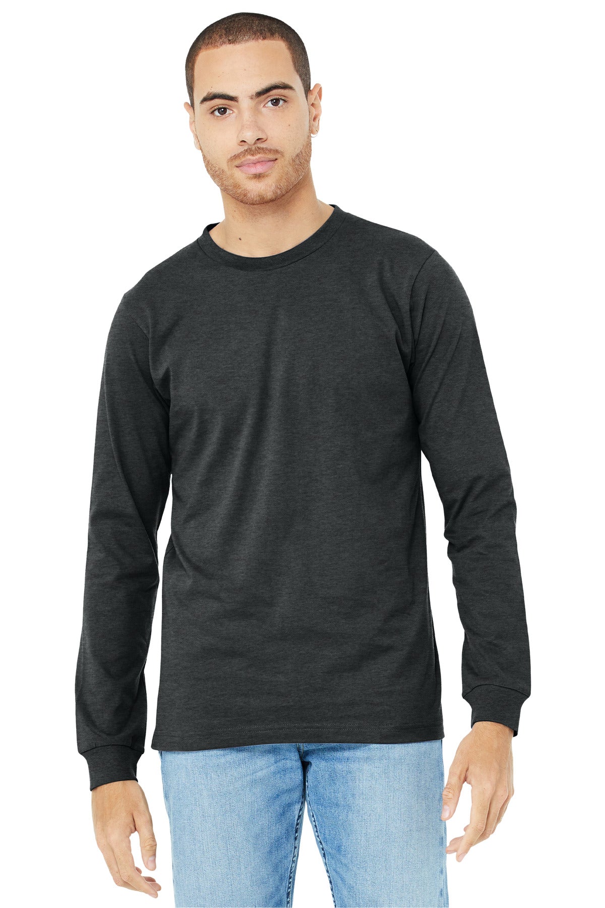 Retail fit Tear-away label Side seamed Ribbed cuffs Heather  - Dark Grey Heather