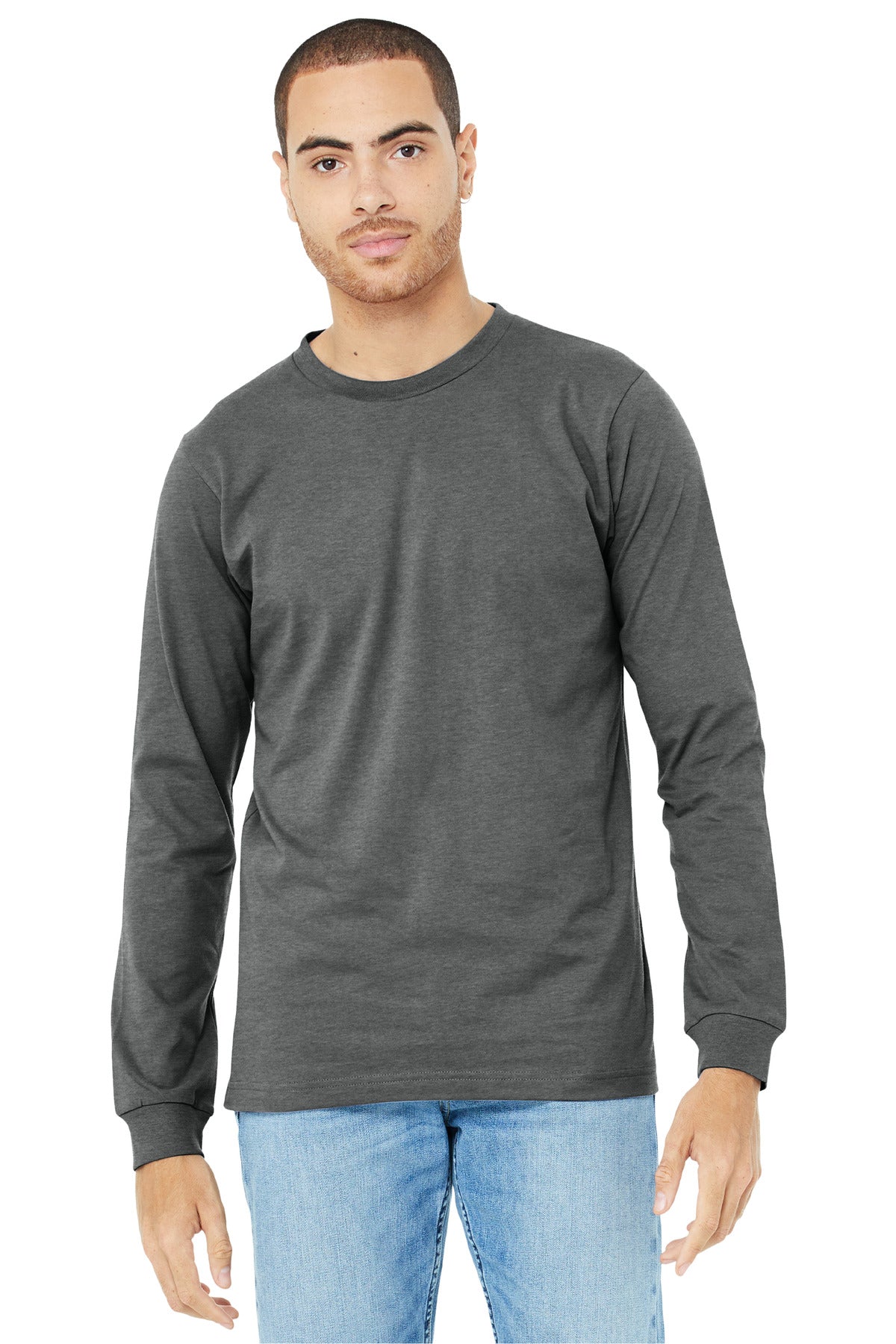 Retail fit Tear-away label Side seamed Ribbed cuffs Heather  - Deep Heather