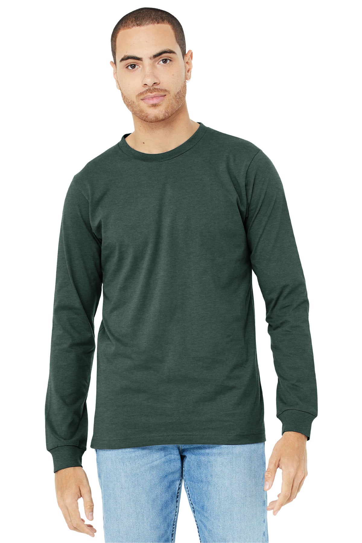 Retail fit Tear-away label Side seamed Ribbed cuffs Heather  - Heather Forest