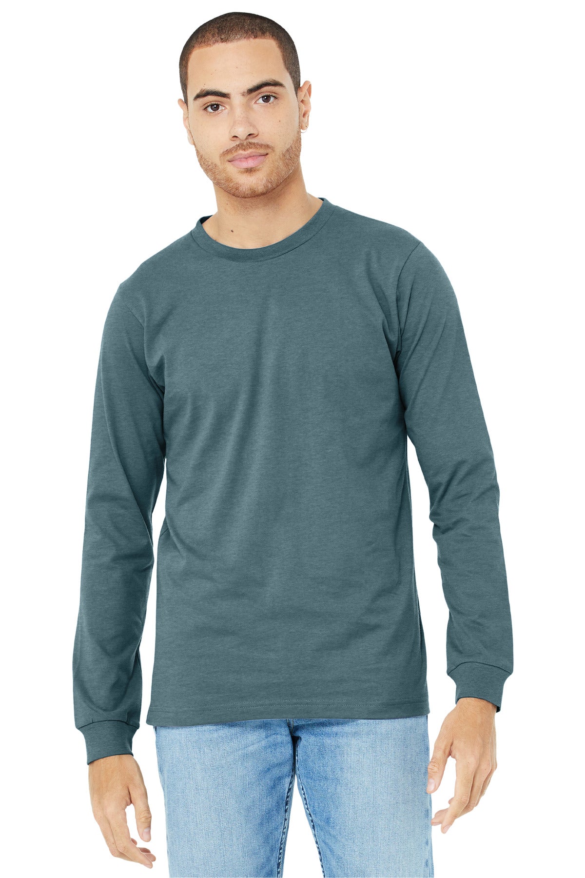 Retail fit Tear-away label Side seamed Ribbed cuffs Heather  - Heather Slate