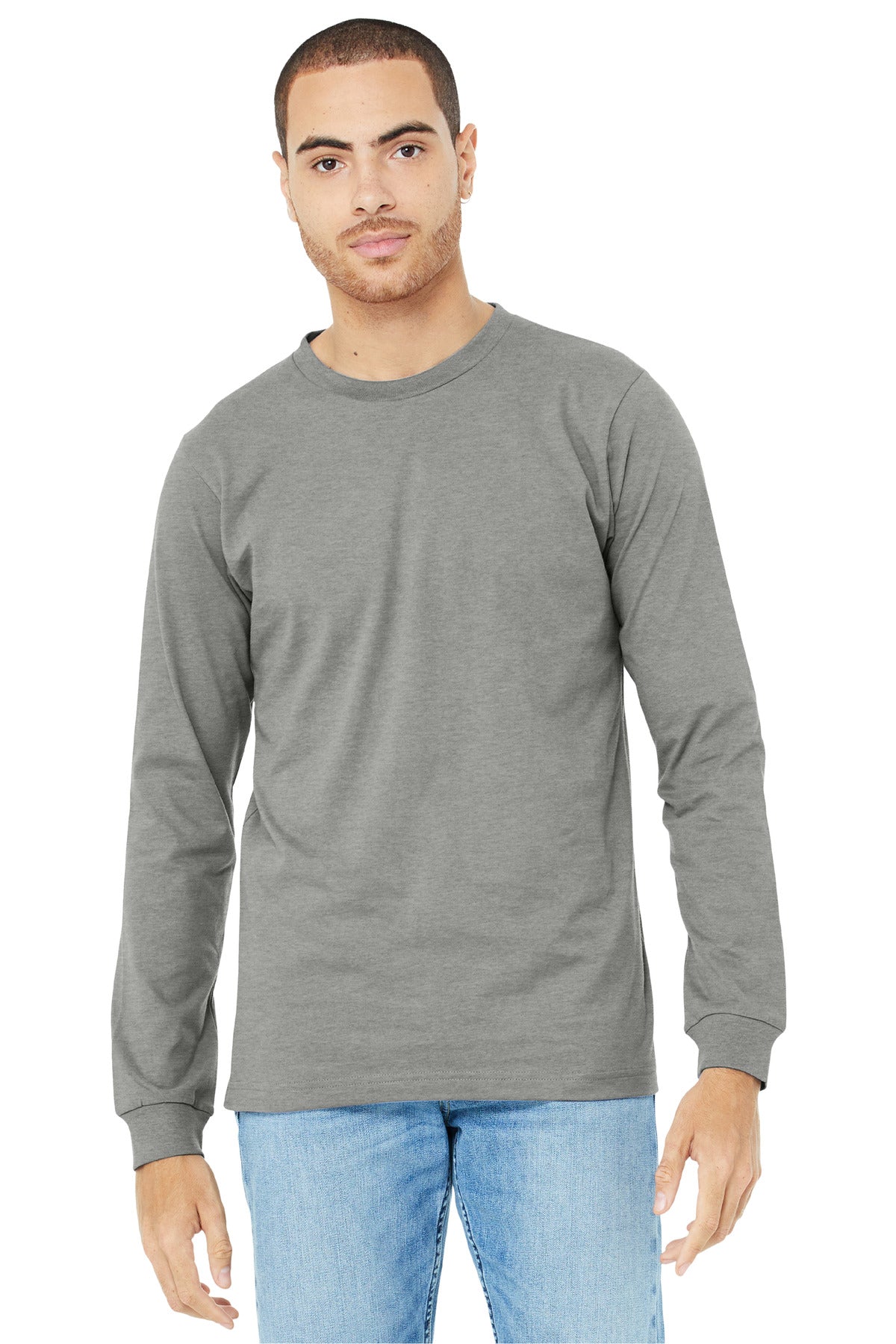 Retail fit Tear-away label Side seamed Ribbed cuffs Heather  - Heather Stone