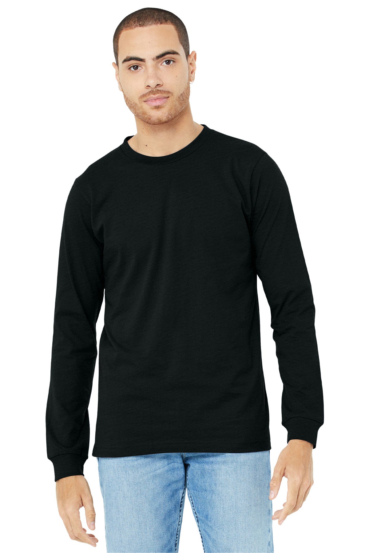 Retail fit Tear-away label Side seamed Ribbed cuffs Heather  - Solid Black Blend