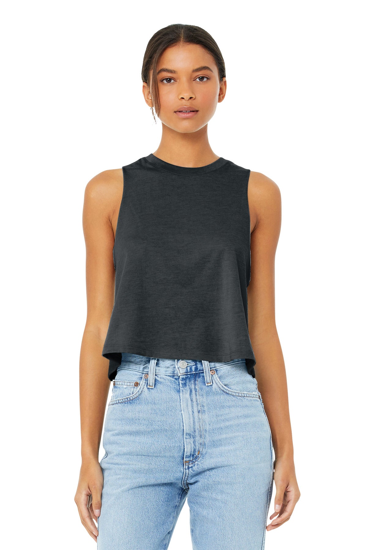 Relaxed fit Tear-away label Side seamed Raw edge armholes 3. - Dark Grey Heather