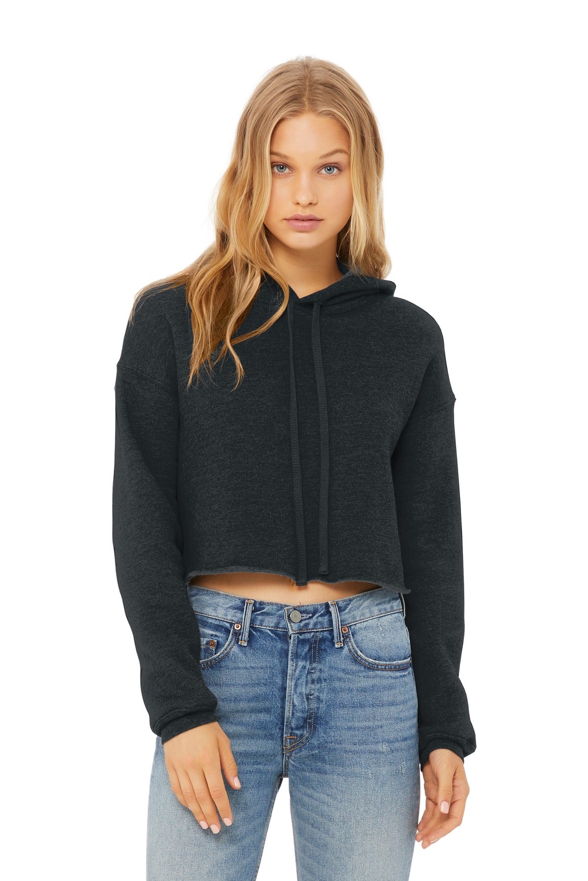 Tear-away label Side seamed Dropped shoulders Rib knit cuffs - Dark Grey Heather