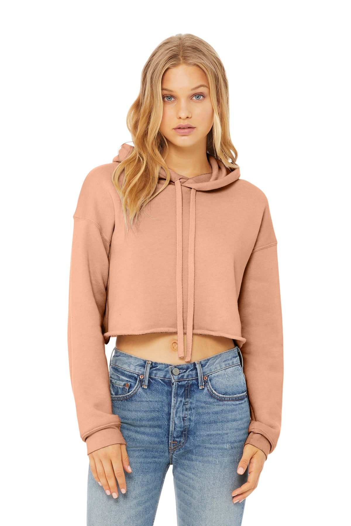 Tear-away label Side seamed Dropped shoulders Rib knit cuffs - Peach