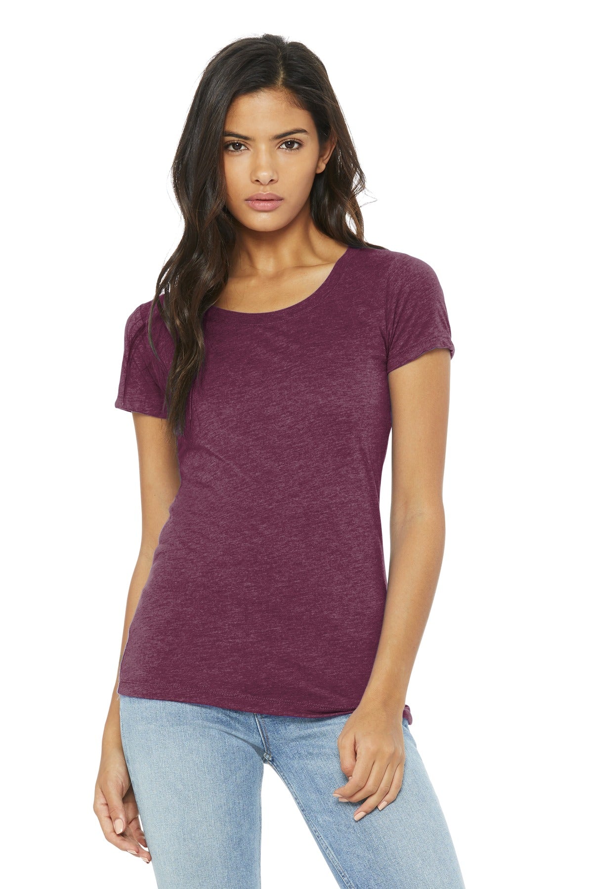 Slim fit Tear-away label Side seamed Triblend Colors: 3.8-ou - Maroon Triblend