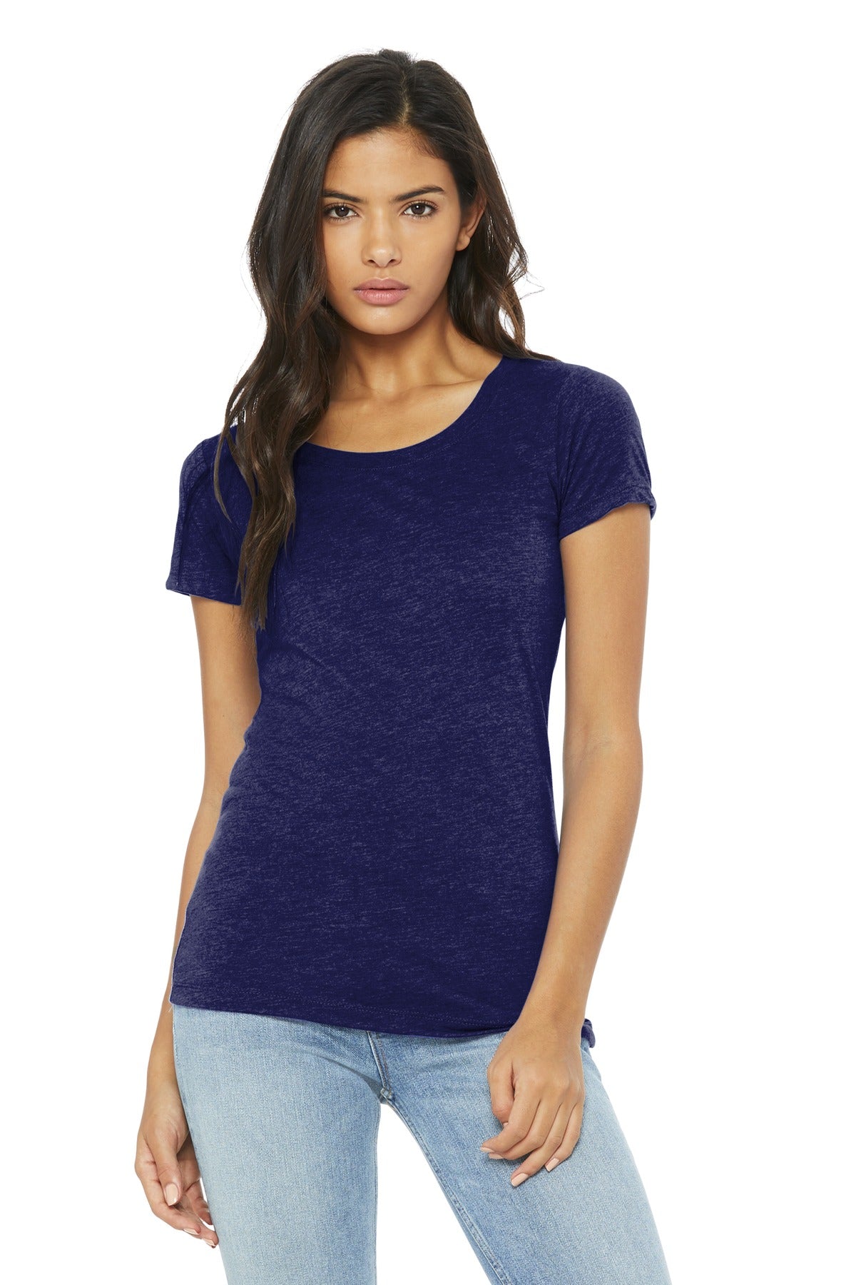 Slim fit Tear-away label Side seamed Triblend Colors: 3.8-ou - Navy Triblend