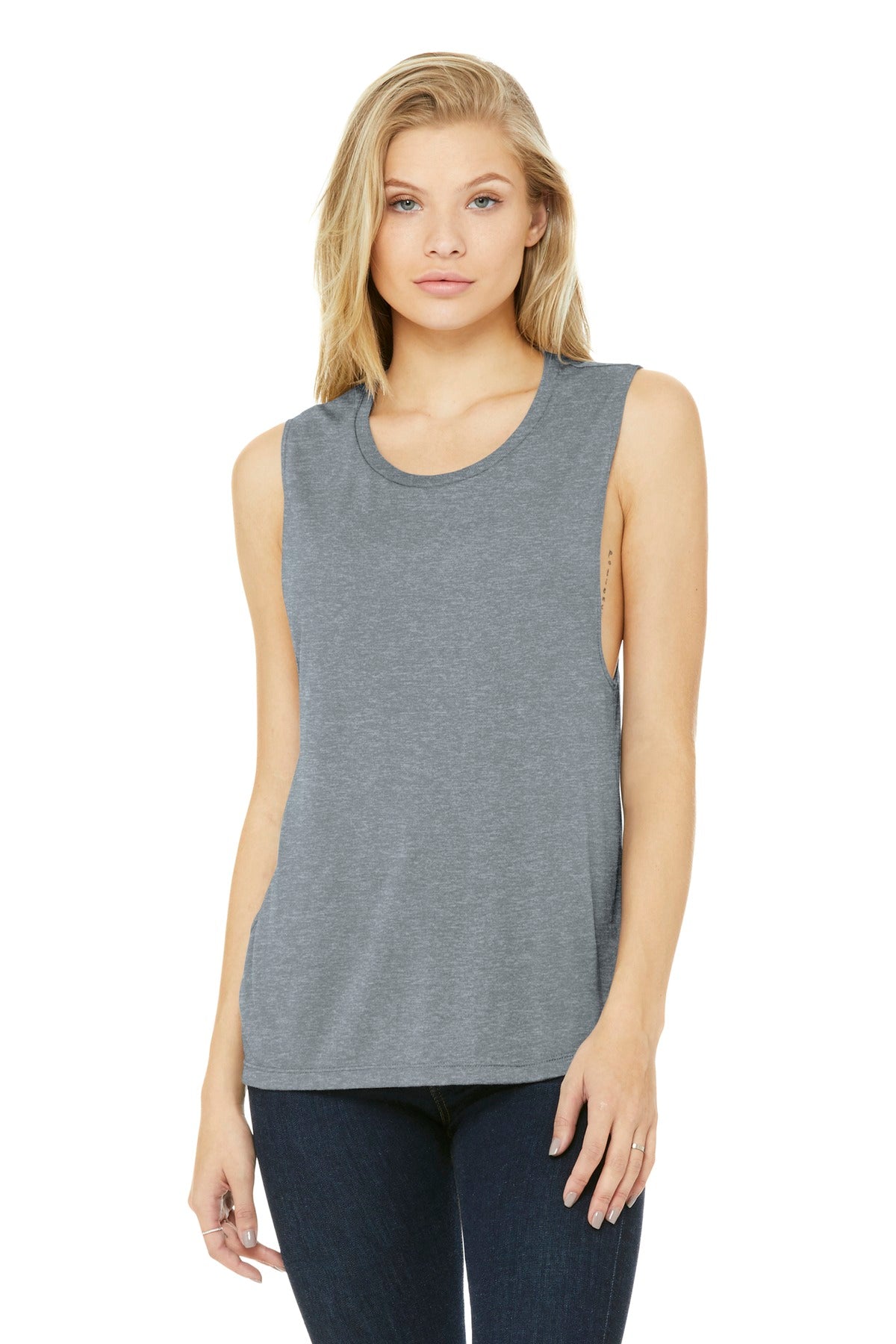 Relaxed drapey fit Tear-away label Side seamed Low-cut armho - Athletic Heather