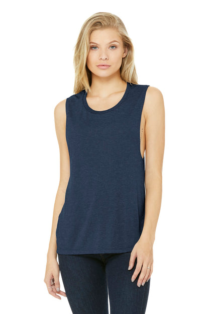Relaxed drapey fit Tear-away label Side seamed Low-cut armho - Heather Navy