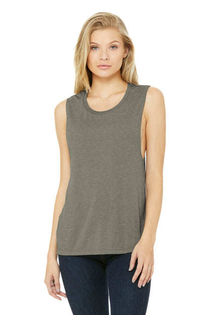 Relaxed drapey fit Tear-away label Side seamed Low-cut armho - Heather Stone