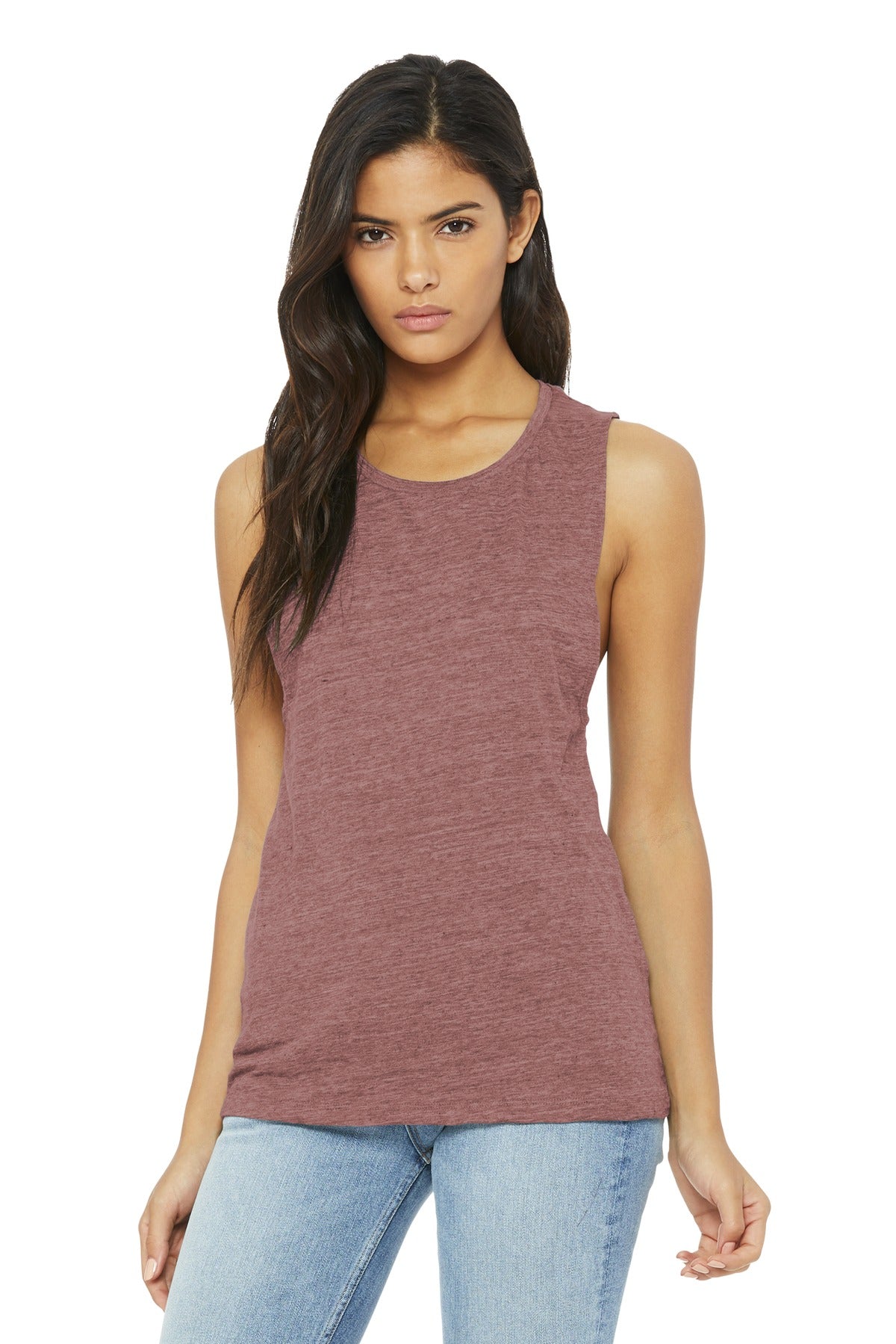 Relaxed drapey fit Tear-away label Side seamed Low-cut armho - Mauve Slub