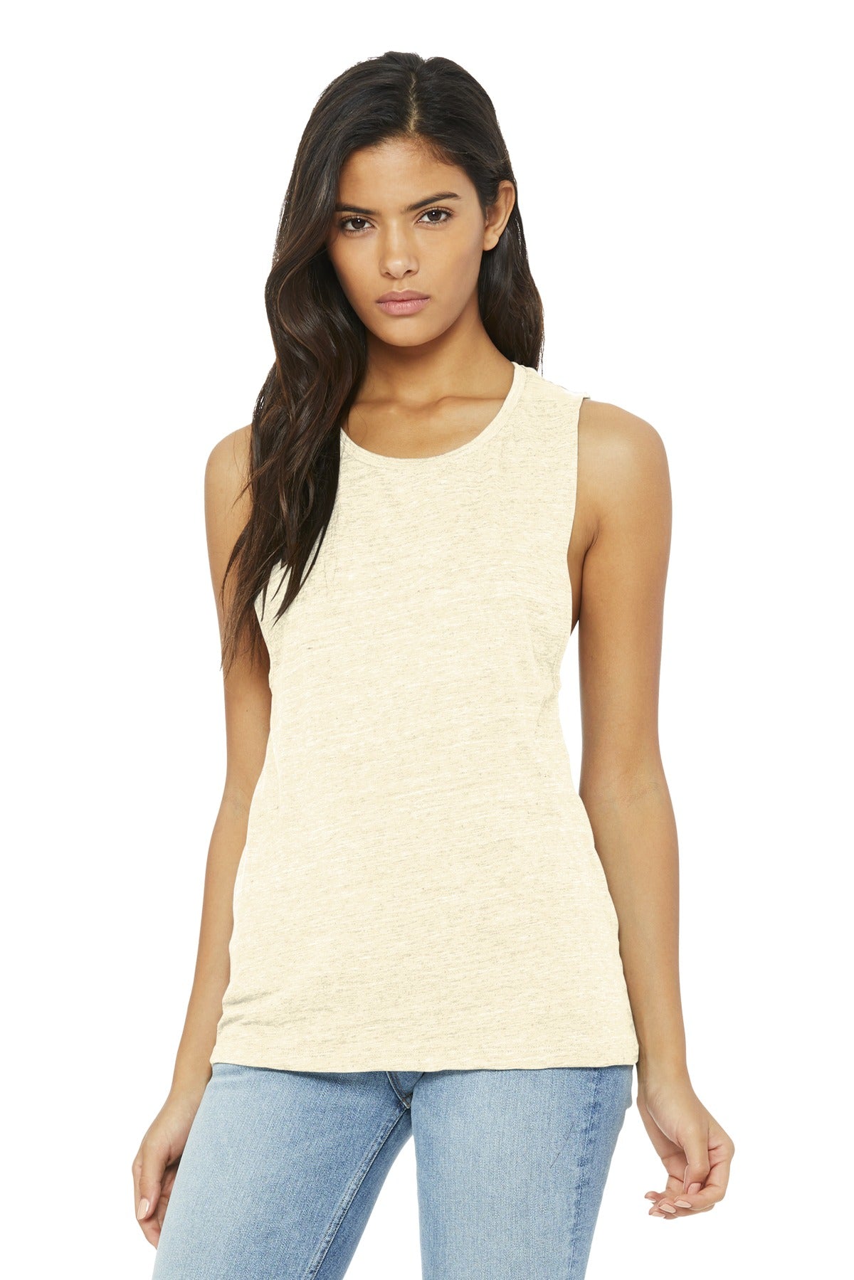 Relaxed drapey fit Tear-away label Side seamed Low-cut armho - Natural Slub