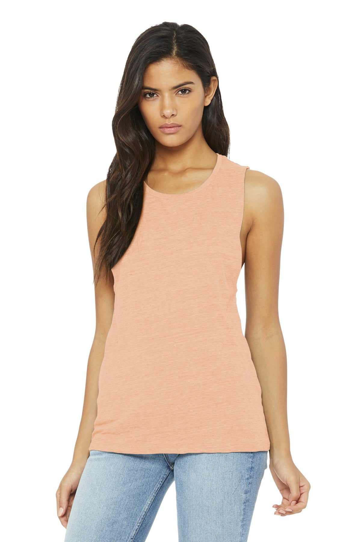 Relaxed drapey fit Tear-away label Side seamed Low-cut armho - Peach Slub