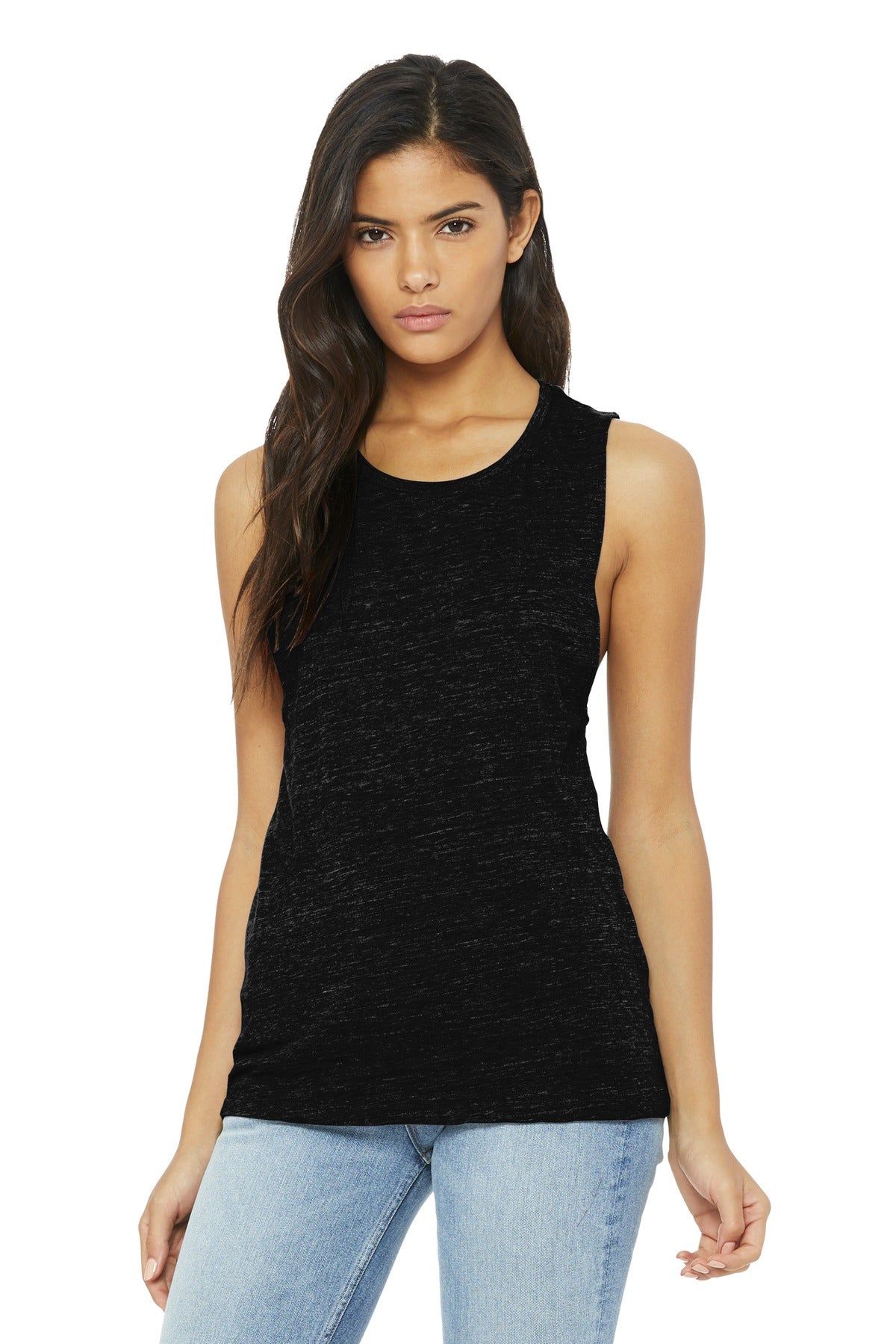 Relaxed drapey fit Tear-away label Side seamed Low-cut armho - Solid Black Slub
