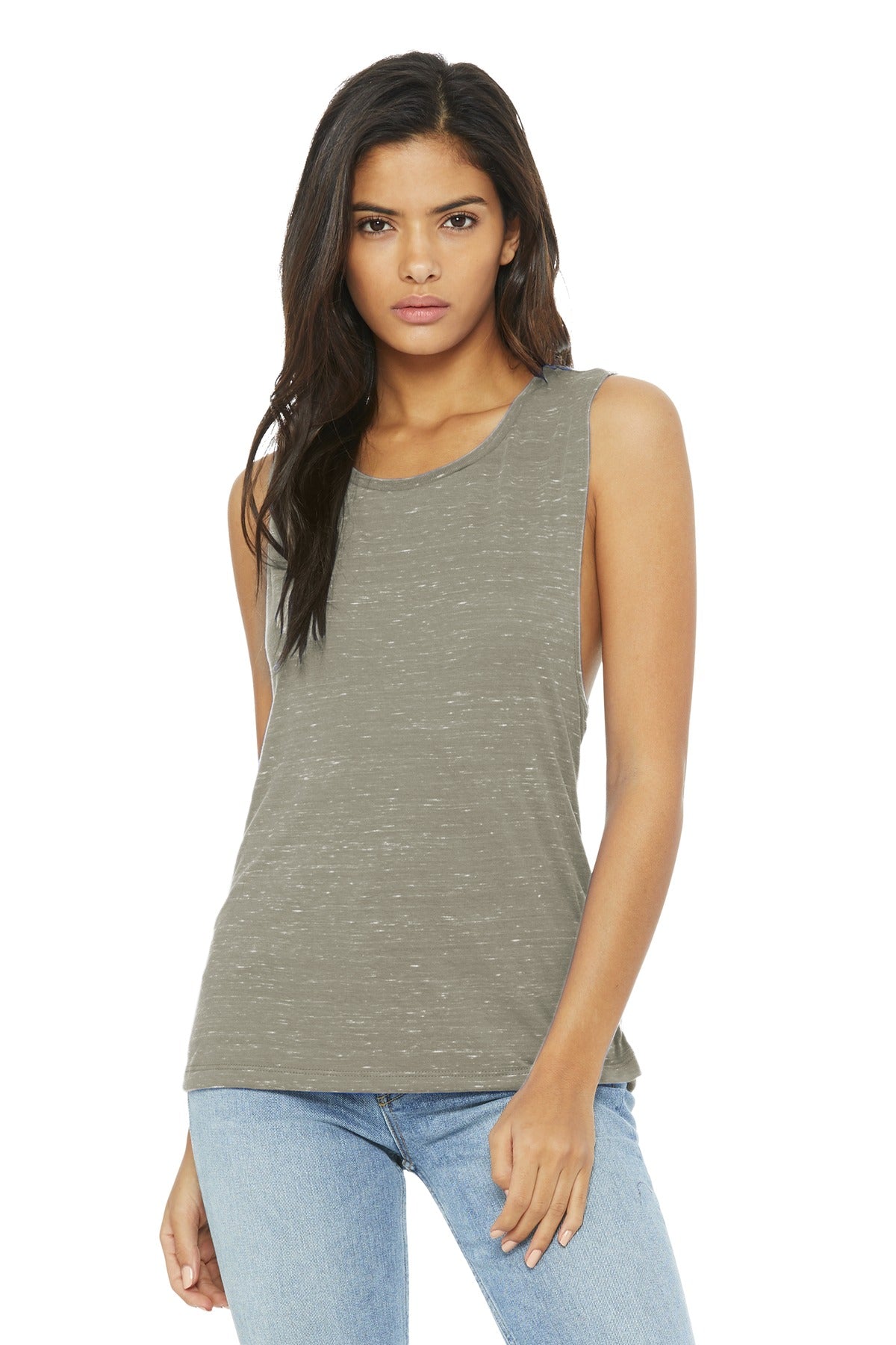 Relaxed drapey fit Tear-away label Side seamed Low-cut armho - Stone Marble
