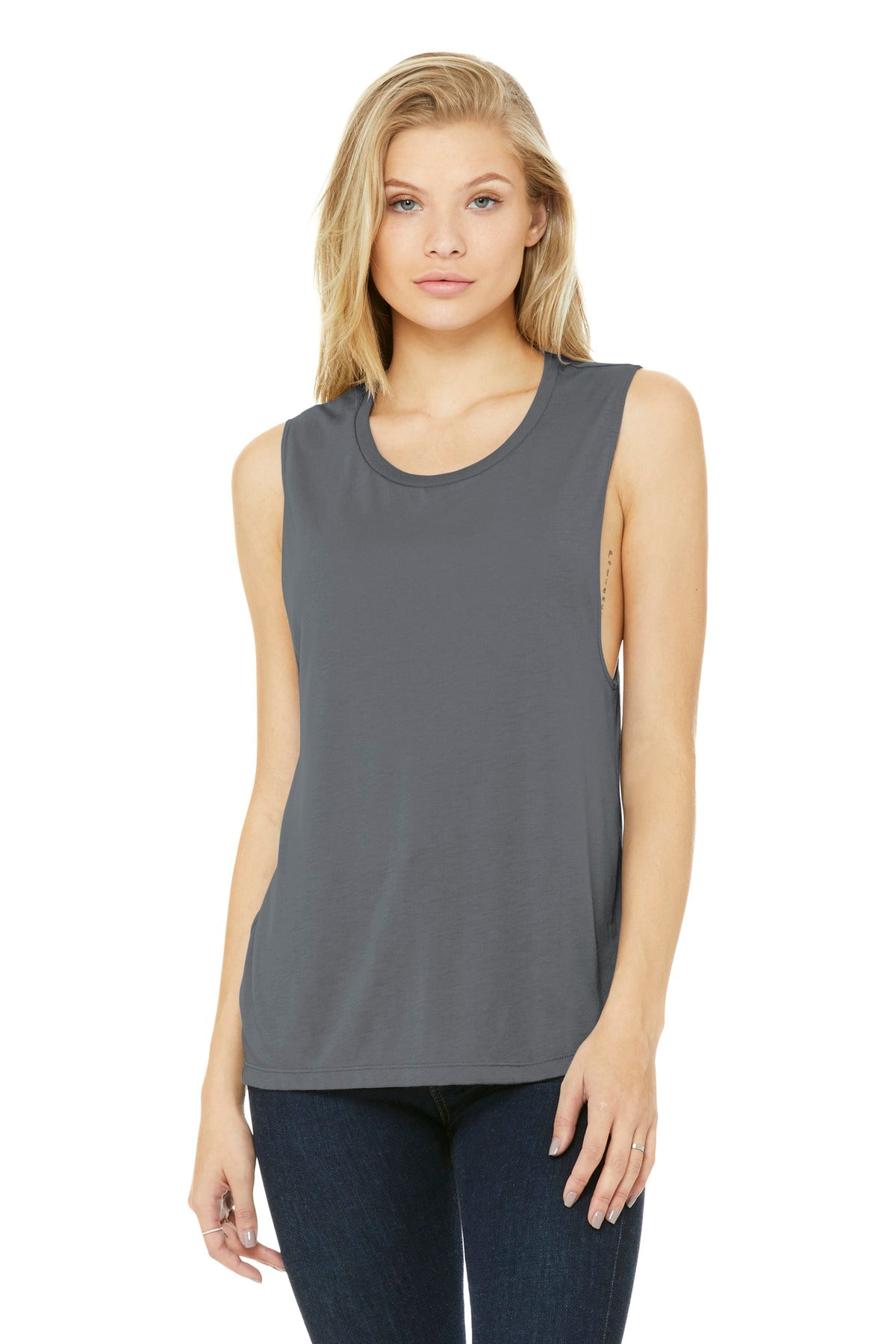 Relaxed drapey fit Tear-away label Side seamed Low-cut armho - Storm