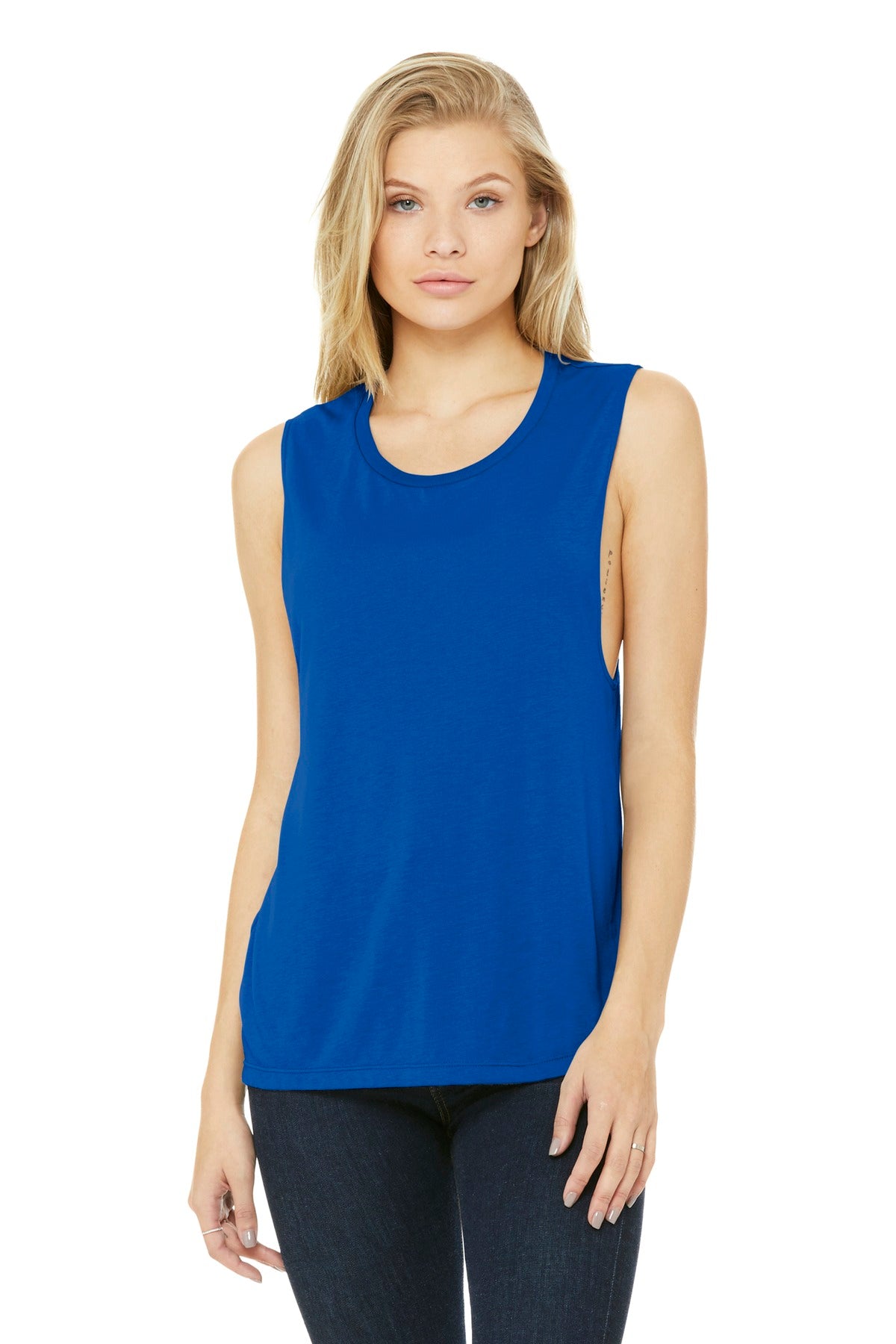 Relaxed drapey fit Tear-away label Side seamed Low-cut armho - True Royal